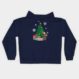 Curious George Around The Christmas Tree Kids Hoodie